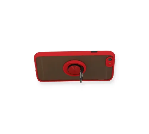 Apple iPhone 6 Kılıf Montreal Yüzüklü Silikon Kapak - Kırmızı
