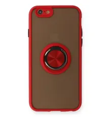 Apple iPhone 6 Kılıf Montreal Yüzüklü Silikon Kapak - Kırmızı