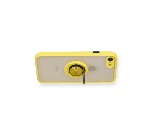 Apple iPhone 7 Kılıf Montreal Yüzüklü Silikon Kapak - Sarı