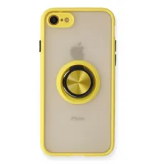 Apple iPhone 7 Kılıf Montreal Yüzüklü Silikon Kapak - Sarı