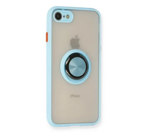 Apple iPhone 7 Kılıf Montreal Yüzüklü Silikon Kapak - Buz Mavi