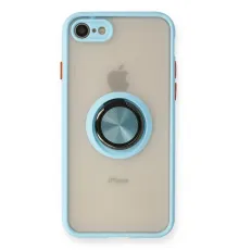 Apple iPhone 7 Kılıf Montreal Yüzüklü Silikon Kapak - Buz Mavi