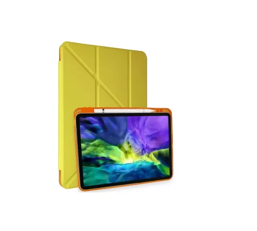 Apple iPad Pro 11 (2018) Kılıf Kalemlikli Mars Tablet Kılıfı - Açık Sarı