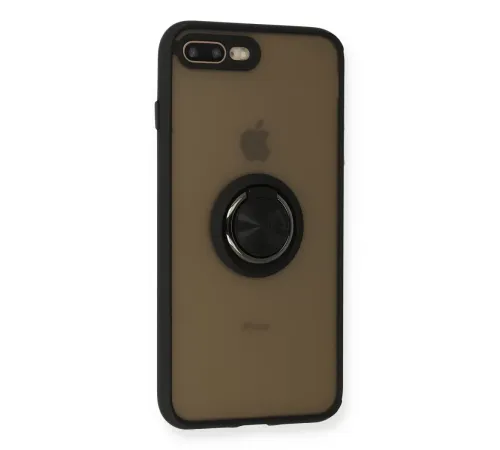 Apple iPhone 7 Plus Kılıf Montreal Yüzüklü Silikon Kapak - Siyah