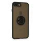 Apple iPhone 7 Plus Kılıf Montreal Yüzüklü Silikon Kapak - Siyah