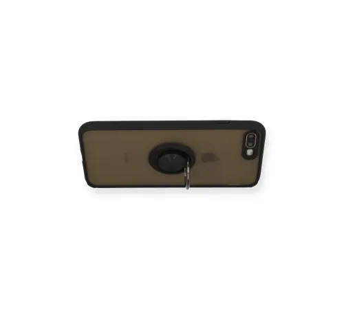 Apple iPhone 7 Plus Kılıf Montreal Yüzüklü Silikon Kapak - Siyah