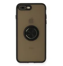 Apple iPhone 7 Plus Kılıf Montreal Yüzüklü Silikon Kapak - Siyah