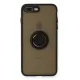 Apple iPhone 7 Plus Kılıf Montreal Yüzüklü Silikon Kapak - Siyah