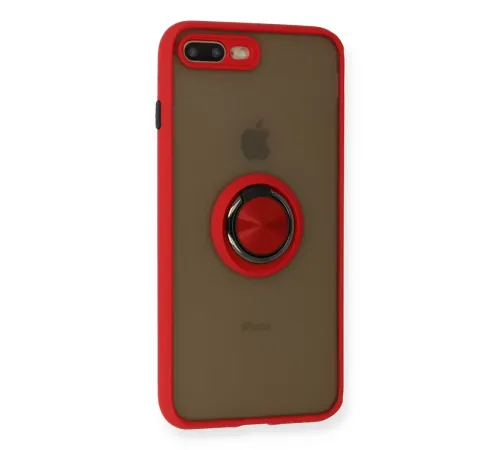 Apple iPhone 7 Plus Kılıf Montreal Yüzüklü Silikon Kapak - Kırmızı