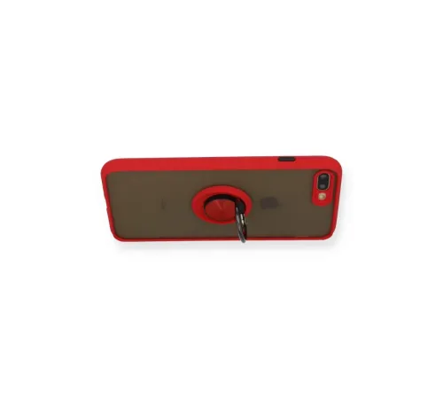 Apple iPhone 7 Plus Kılıf Montreal Yüzüklü Silikon Kapak - Kırmızı
