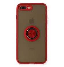 Apple iPhone 7 Plus Kılıf Montreal Yüzüklü Silikon Kapak - Kırmızı