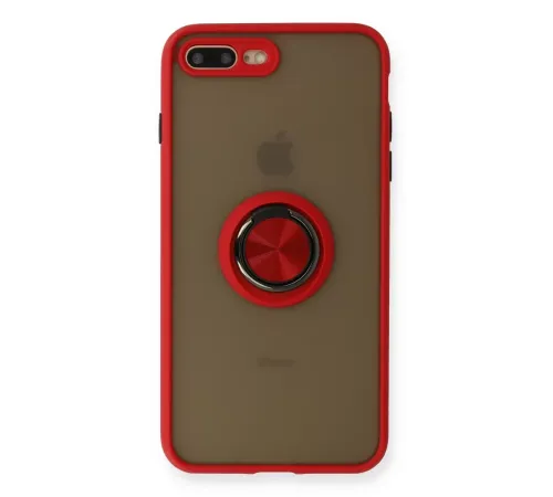Apple iPhone 7 Plus Kılıf Montreal Yüzüklü Silikon Kapak - Kırmızı