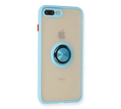 Apple iPhone 7 Plus Kılıf Montreal Yüzüklü Silikon Kapak - Buz Mavi