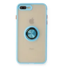Apple iPhone 7 Plus Kılıf Montreal Yüzüklü Silikon Kapak - Buz Mavi