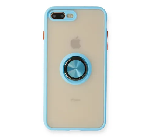 Apple iPhone 7 Plus Kılıf Montreal Yüzüklü Silikon Kapak - Buz Mavi