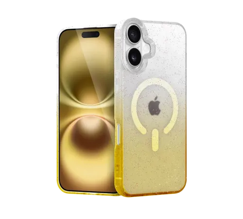 Apple iPhone 16 Plus Pummel Shiny Magsafe Kapak - Gold