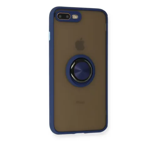 Apple iPhone 7 Plus Kılıf Montreal Yüzüklü Silikon Kapak - Lacivert