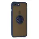Apple iPhone 7 Plus Kılıf Montreal Yüzüklü Silikon Kapak - Lacivert