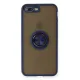Apple iPhone 7 Plus Kılıf Montreal Yüzüklü Silikon Kapak - Lacivert