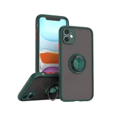 Apple iPhone 11 Kılıf Montreal Yüzüklü Silikon Kapak - Yeşil