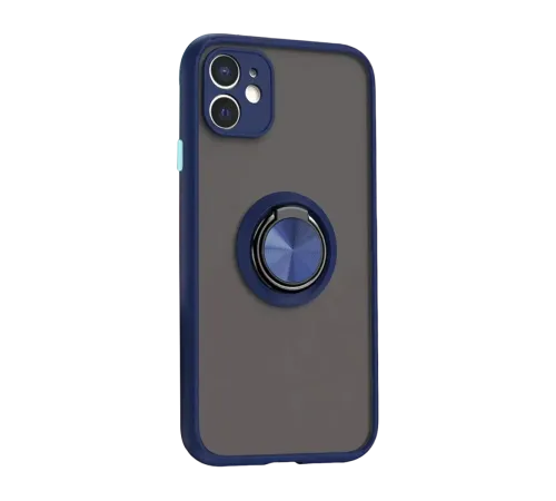 Apple iPhone 11 Kılıf Montreal Yüzüklü Silikon Kapak - Lacivert
