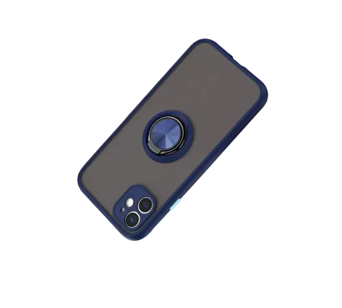 Apple iPhone 11 Kılıf Montreal Yüzüklü Silikon Kapak - Lacivert