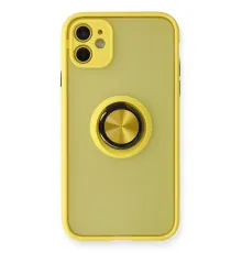 Apple iPhone 11 Kılıf Montreal Yüzüklü Silikon Kapak - Sarı