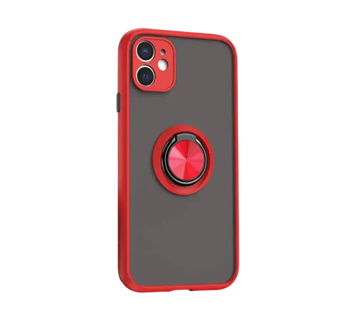 Apple iPhone 11 Kılıf Montreal Yüzüklü Silikon Kapak - Kırmızı