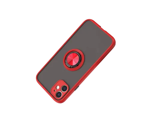 Apple iPhone 11 Kılıf Montreal Yüzüklü Silikon Kapak - Kırmızı