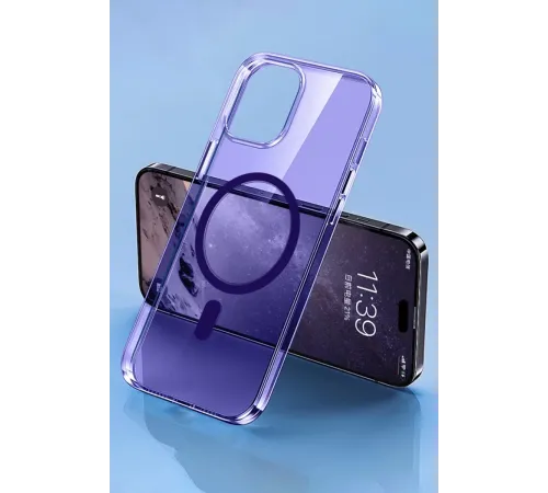 Apple iPhone 14 Pro Kılıf Tron Şeffaf Magsafe Kapak - Derin Mor