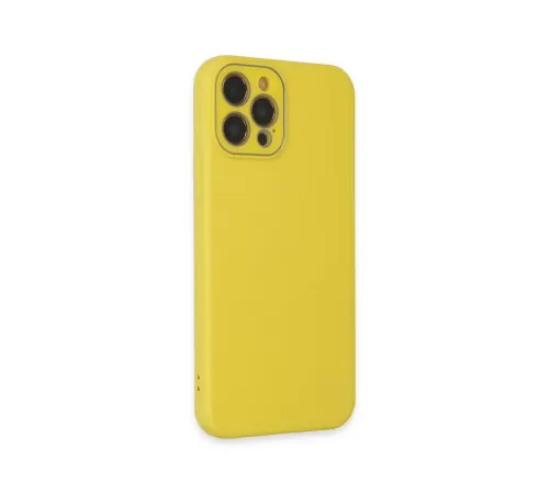 Apple iPhone 12 Pro Max Kılıf Lansman Glass Kapak - Sarı