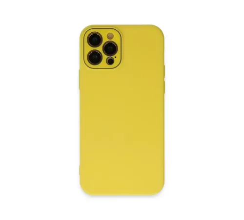 Apple iPhone 12 Pro Max Kılıf Lansman Glass Kapak - Sarı