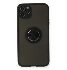 Apple iPhone 11 Pro Kılıf Montreal Yüzüklü Silikon Kapak - Siyah