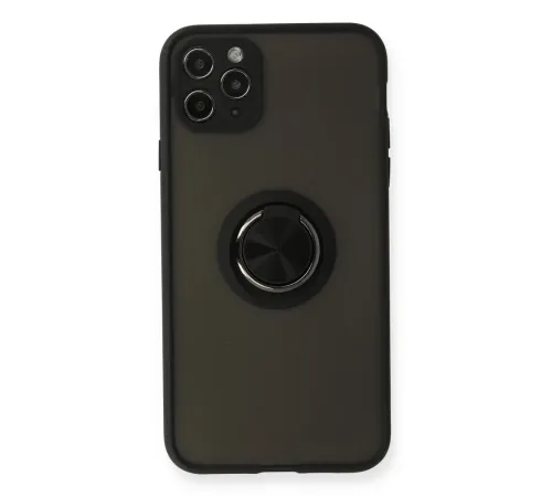 Apple iPhone 11 Pro Kılıf Montreal Yüzüklü Silikon Kapak - Siyah