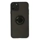 Apple iPhone 11 Pro Kılıf Montreal Yüzüklü Silikon Kapak - Siyah