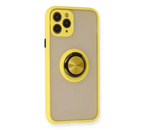 Apple iPhone 11 Pro Kılıf Montreal Yüzüklü Silikon Kapak - Sarı