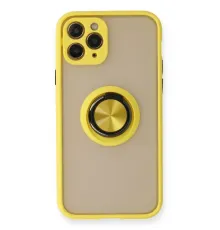 Apple iPhone 11 Pro Kılıf Montreal Yüzüklü Silikon Kapak - Sarı