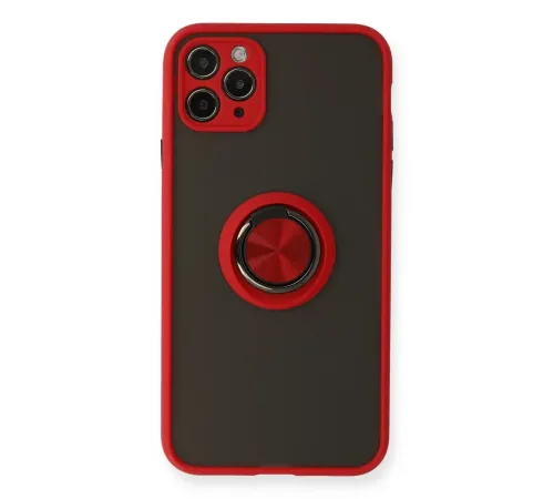 Apple iPhone 11 Pro Kılıf Montreal Yüzüklü Silikon Kapak - Kırmızı