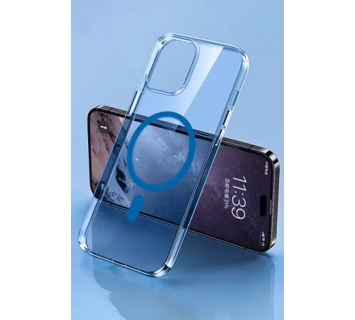 Apple iPhone 14 Pro Max Kılıf Tron Şeffaf Magsafe Kapak - Mavi