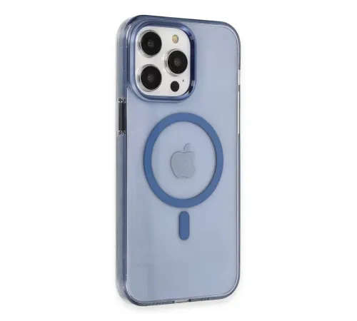 Apple iPhone 14 Pro Max Kılıf Tron Şeffaf Magsafe Kapak - Mavi