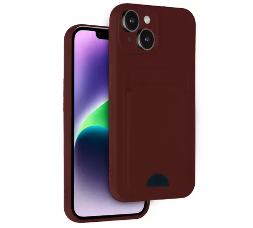 Apple iPhone 14 Kılıf Kelvin Kartvizitli Silikon - Bordo