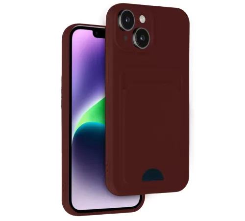 Apple iPhone 14 Kılıf Kelvin Kartvizitli Silikon - Bordo