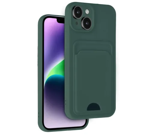 Apple iPhone 14 Kılıf Kelvin Kartvizitli Silikon - Koyu Yeşil