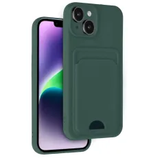 Apple iPhone 14 Kılıf Kelvin Kartvizitli Silikon - Koyu Yeşil