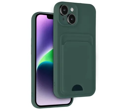Apple iPhone 14 Kılıf Kelvin Kartvizitli Silikon - Koyu Yeşil