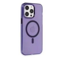 Apple iPhone 14 Pro Max Kılıf Tron Şeffaf Magsafe Kapak - Derin Mor