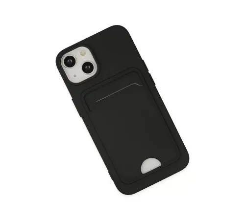Apple iPhone 14 Plus Kılıf Kelvin Kartvizitli Silikon - Siyah