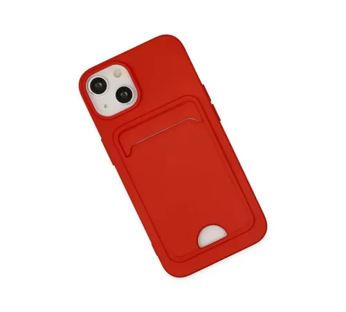 Apple iPhone 14 Plus Kılıf Kelvin Kartvizitli Silikon - Kırmızı