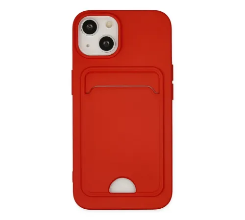 Apple iPhone 14 Plus Kılıf Kelvin Kartvizitli Silikon - Kırmızı