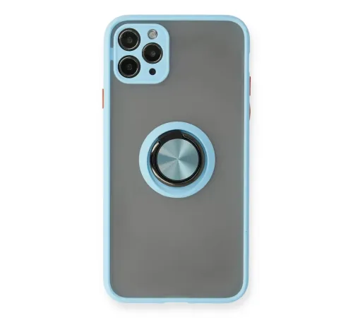 Apple iPhone 11 Pro Kılıf Montreal Yüzüklü Silikon Kapak - Buz Mavi